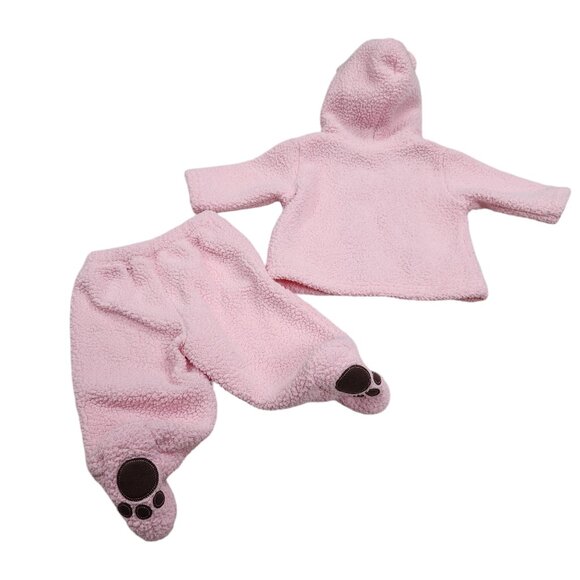 Carters Pink Fleece Bear 2 Piece Set - Pants and Jacket With‎ Hood - 3 Months - Picture 4 of 4